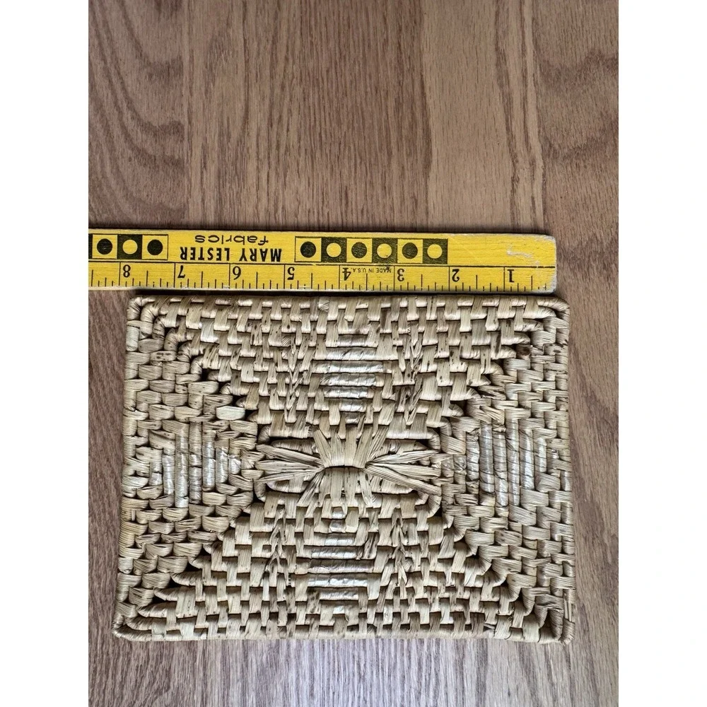 Vtg 70s Woven Corn Husk Trivet Set of 3 Sunburst Boho Wall Decor Neutral Hot Pad